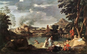  Ice Tableaux - Paysage avec Orphée et Euridice classique peintre Nicolas Poussin